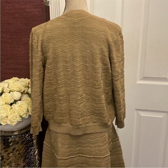 Ralph Lauren black label Elegant Tan Dress with Cardigan, L - Picture 12 of 14